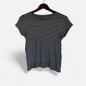 American Eagle AE Soft Sexy Gray White Striped Ribbed Short Sleeve Tomgirl Shirt